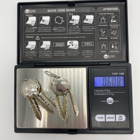 Vintage Taxco Mexico Sterling Silver 925 Dreamcatcher Feather Dangle Earrings - Picture 6 of 10